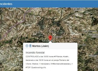 Incendio en el entorno del Pantano del Víboras en el término de Martos