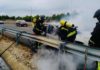 Incendio de un turismo en la autovía