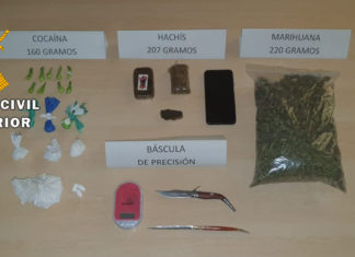La Guardia Civil detiene a dos personas de Martos por como presuntos autores de tráfico de drogas