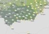 Cielos muy nubosos o cubiertos acompañados de precipitaciones ocasionales, más probables en la mitad occidental de la provincia