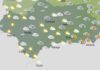 Cielos muy nubosos acompañados de precipitaciones débiles ocasionales