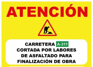 Corte temporal al tráfico en la A-311 para la finalización de las obras de mejora de la seguridad vial