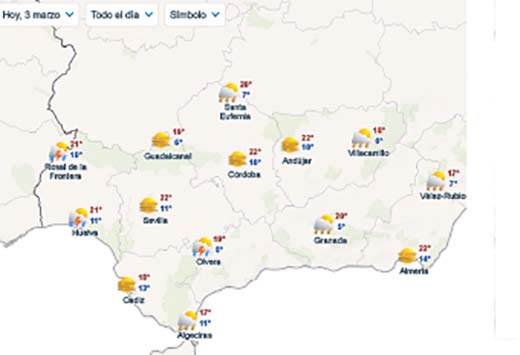 mapa El Tiempo en Andalucía. 03.03-1