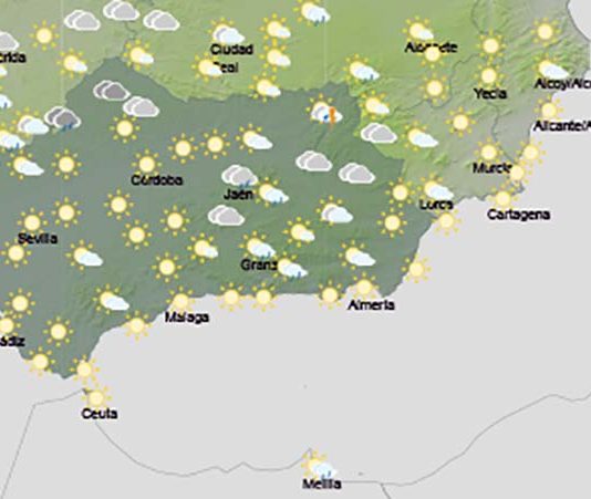 Cielos poco nubosos, con nubosidad de evolución diurna en las sierras acompañada de chubascos y tormentas ocasionales